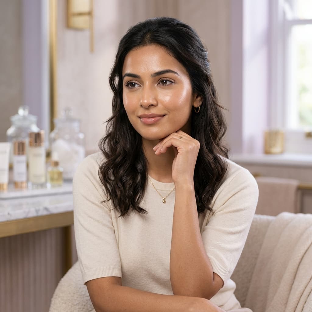 AI Skin Analysis app GlowXLab showing clinical skincare routine builder for hyperpigmentation and acne